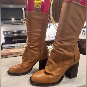 Free People Elle Block Heeled Tan Leather Women's Boots
